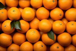 AI generated full frame of whole ripe oranges placed together as background photo