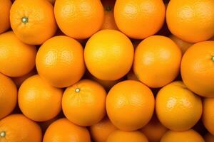 AI generated full frame of whole ripe oranges placed together as background photo