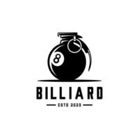 vector logo of billiard ball in the shape of a grenade bomb