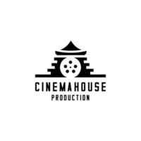 cine estudio, cine logo, silueta de película carrete y palacio vector