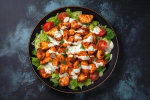 AI generated Buffalo Chicken Salad with Blue Cheese Dressing photo