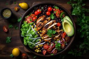 AI generated southwest black bean and chicken salad photo