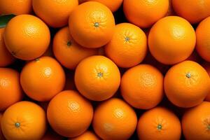 AI generated full frame of whole ripe oranges placed together as background photo