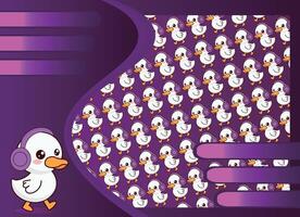 duck listening to music, illustration pattern, vector, for fabrics, backgrounds vector