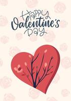 Vector love background with heart. Valentine's day concept poster in flat style. Love banner or greeting card