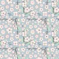Vector seamless pattern with cherry blossom. Spring backgrounds. Romantic flower pattern hand drawn.