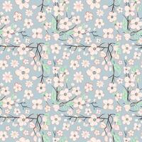 Vector seamless pattern with cherry blossom. Spring backgrounds. Romantic flower pattern hand drawn.