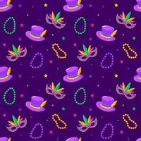 Mardi gras vector seamless pattern. Carnival pattern with mask and hat