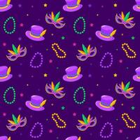 Mardi gras vector seamless pattern. Carnival pattern with mask and hat