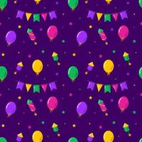Mardi gras vector seamless pattern. Carnival pattern with ballon and paper flag