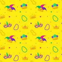 Mardi gras vector seamless pattern. Carnival pattern with crown and confetti