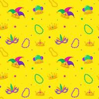 Mardi gras vector seamless pattern. Carnival pattern with crown and confetti