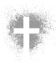 Christian cross on grunge background, isolated on white vector