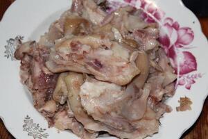 Pork jellied meat with garlic photo