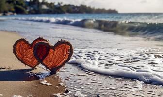 AI generated Hearts in the Sand for Valentine's Day photo