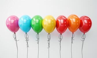 AI generated Multicolored Balloons on White for Party Celebration photo