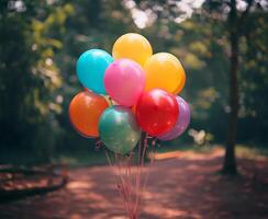 ai generado multicolor globos para cumpleaños y Boda fiestas foto