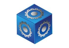 Blue 3d cube with settings icon vector design