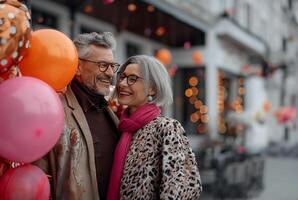 AI generated Senior Couple Celebrating with Joy at a Nerdy Themed Party photo