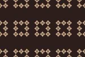Ethnic geometric fabric pattern Cross Stitch.Ikat embroidery Ethnic oriental Pixel pattern brown background. Abstract,vector,illustration. Texture,clothing,scarf,decoration,motifs,silk wallpaper. vector