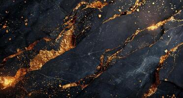 AI generated black marble background with golden flecks on it photo