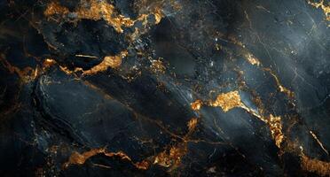 AI generated black and grey marble texture with gold paint photo