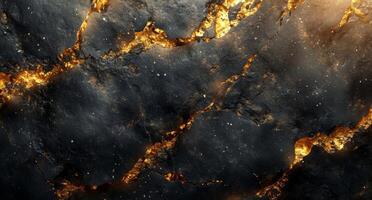 AI generated black and grey marble texture with gold paint photo