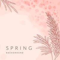 Spring summer loral social media square post templates set. Waterolor green, beige, pink, pastel abstract flower background and greeting cards design. Circle and square botanical plant frame vector