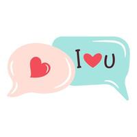 Speech bubble with i love you text y2k illustration message bubble with heart valentines day speech balloon, self love quotes. Perfect For Poster, Card, Tshirt Print or Greeting Card. Flat vector. vector