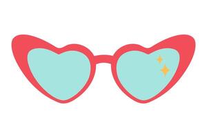 rojo corazón forma retro san valentin Gafas de sol aislado en blanco antecedentes. sencillo mano dibujado. retro estilo. plano vector. Perfecto para póster, invitación, camiseta impresión o san valentin día saludo tarjeta vector