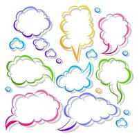 Speech bubbles line vector set