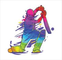 cricket batsman shooting ball abstract colorful illustration vector