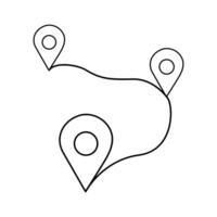 Continuous One line drawing of Route maps and location icons outline vector art illustration