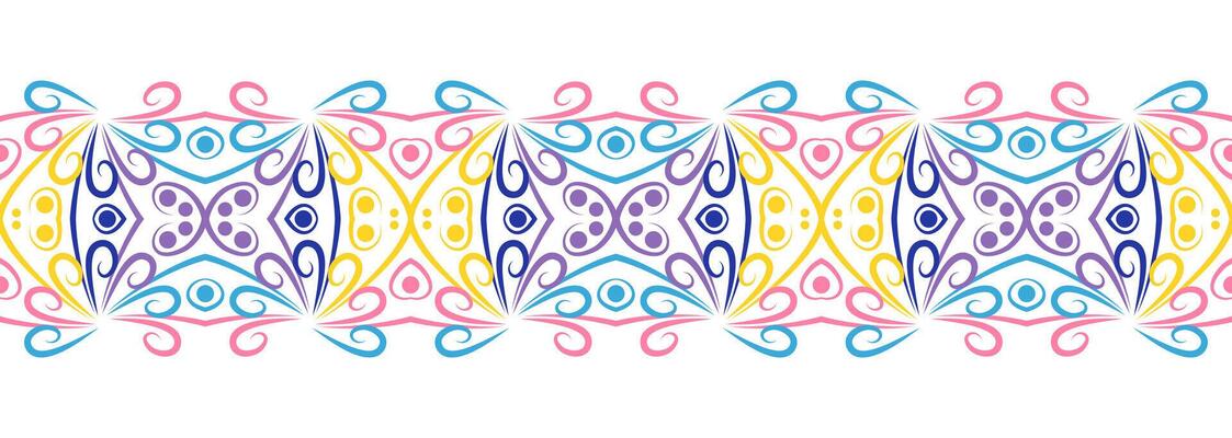 Border line seamless background. Decorative design seamless ornamental mosaic border pattern. Islamic, indian, arabic motifs. Abstract flower