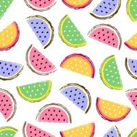 Watermelon seamless pattern. Fruit and berry seamless watermelon background. Juicy cute pattern. Vector illustration