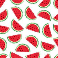 Watermelon seamless pattern. Fruit and berry seamless watermelon background. Juicy cute pattern. Vector illustration