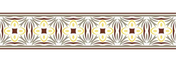 frontera línea sin costura antecedentes. decorativo diseño sin costura ornamental mosaico frontera modelo. islámico, indio, Arábica motivos resumen flor vector