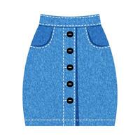 Denim skirt women's, technical drawing. Mini skirt isolated on a white background. Fashion women jeans clothes vector