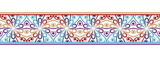 Border line seamless background. Decorative design seamless ornamental mosaic border pattern. Islamic, indian, arabic motifs. Abstract flower. Vector illustration