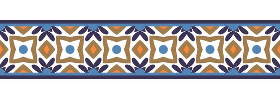 frontera línea sin costura antecedentes. decorativo diseño sin costura ornamental mosaico frontera modelo. islámico, indio, Arábica motivos resumen flor vector