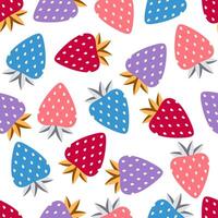 Strawberry seamless pattern. Fruit seamless strawberry background. Juicy cute pattern. Vector illustration