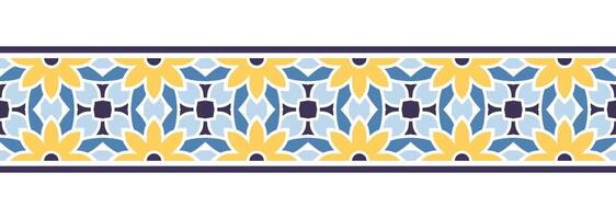 Border line seamless background. Decorative design seamless ornamental mosaic border pattern. Islamic, indian, arabic motifs. Abstract flower vector