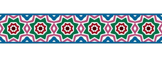 Border line seamless background. Decorative design seamless ornamental mosaic border pattern. Islamic, indian, arabic motifs. Abstract flower. Vector illustration