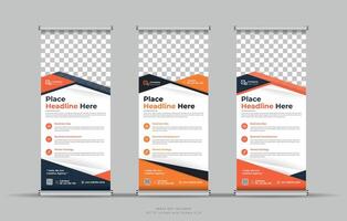 Roll Up Banner Stand Design with Abstract Geometric Colorful Speech vector