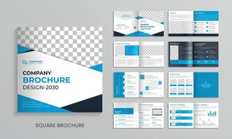 square brochure template design, 16 page minimalist flat geometric business brochure design layout vector