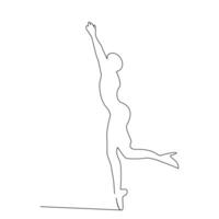 Danching ballerina continuous single line drawing and one line minimalist dancer outline vector art illustration