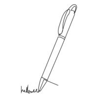 Education Pen continuous single line outline vector art drawing and simple one line minimalist design