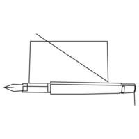 Education Pen continuous single line outline vector art drawing and simple one line minimalist design