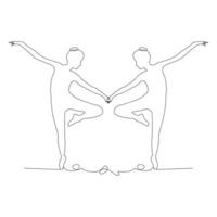Danching ballerina continuous single line drawing and one line minimalist dancer outline vector art illustration