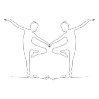 Danching ballerina continuous single line drawing and one line minimalist dancer outline vector art illustration